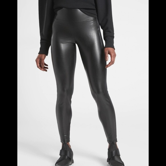 Athleta Delancey Gleam Tight Leggings Black High Rise Size Medium Shiny Shimmer - Picture 1 of 11